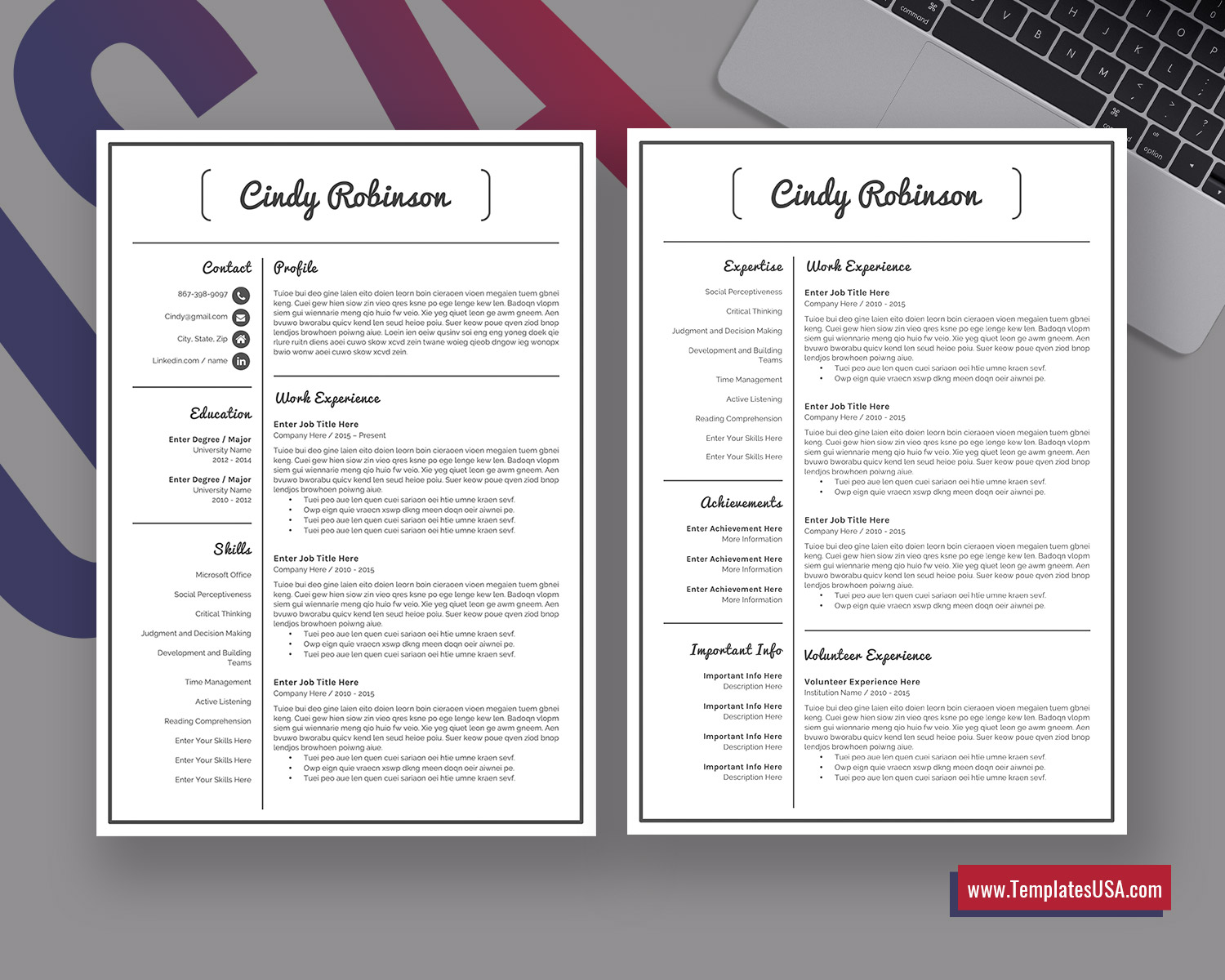 Simple Resume Format For Word Professional Cv Template Clean Curriculum Vitae 1 3 Page Resume Design Cover Letter Modern Resume Student Resume First Job Resume Instant Download Templatesusa Com