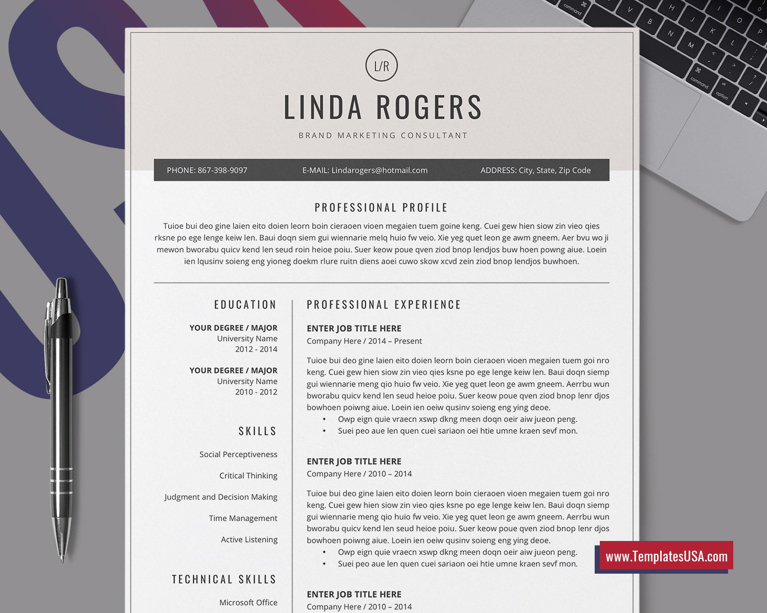 Professional Resume Template Ms Word Resume Format Curriculum Vitae Simple And Clean Cv Template Design 1 3 Page Editable Resume Unique Resume Editable Resume Instant Download Templatesusa Com