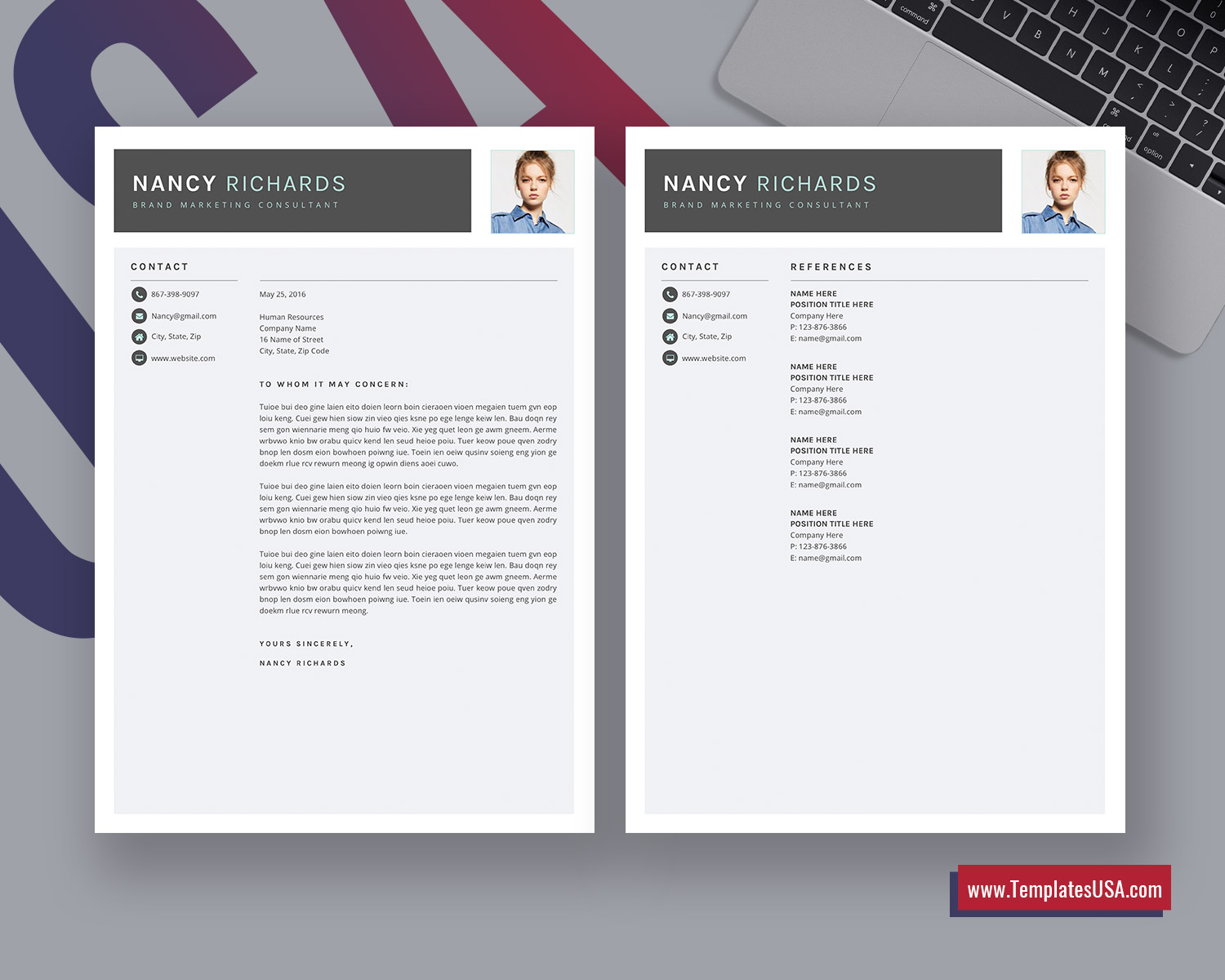 Modern Resume Template For Ms Word Creative Cv Template Professional Resume Format Unique Resume Editable Resume Design 1 3 Page Resume Template For Job Application Instant Download Templatesusa Com