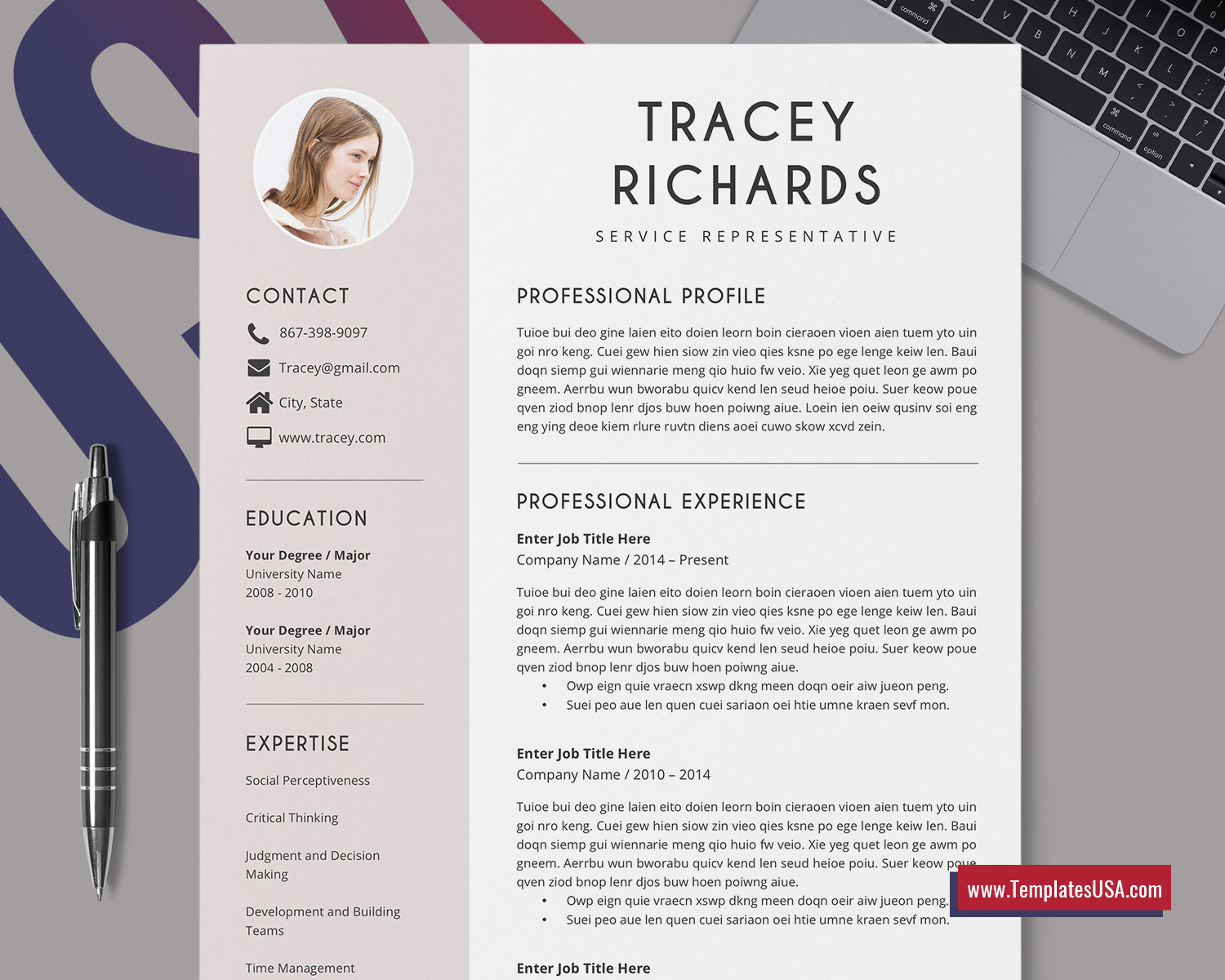 Simple Resume Template for MS Word, Professional CV Template, Clean  Curriculum Vitae, Cover Letter, Modern Resume, 223-23 Page, Editable Resume  Template In Simple Resume Template Microsoft Word